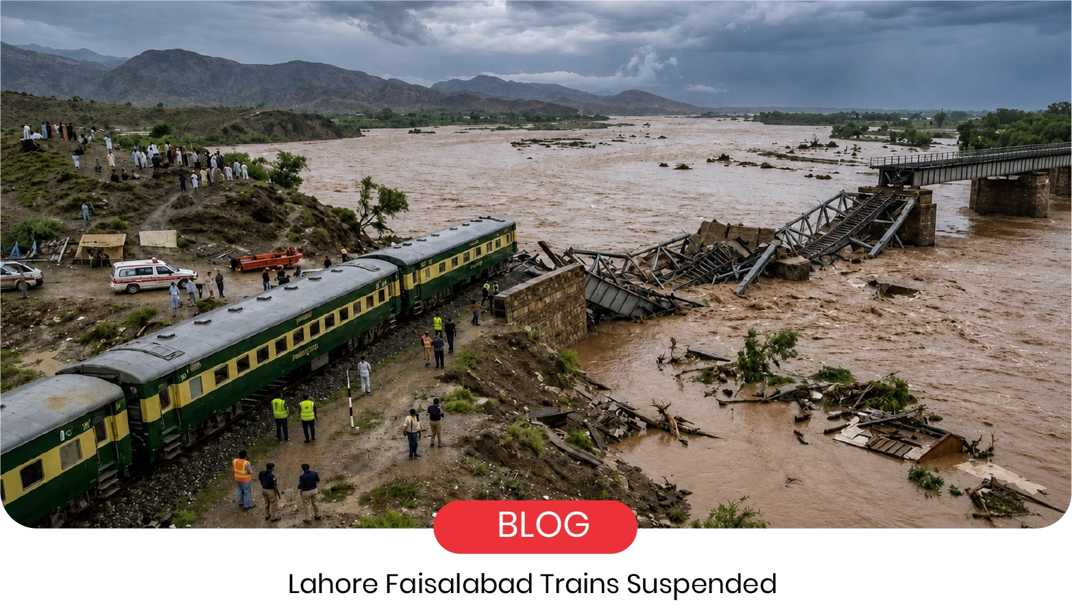 Lahore-Faisalabad Train Services Suspended After Flood Damages Bridge Near Missan Kalar