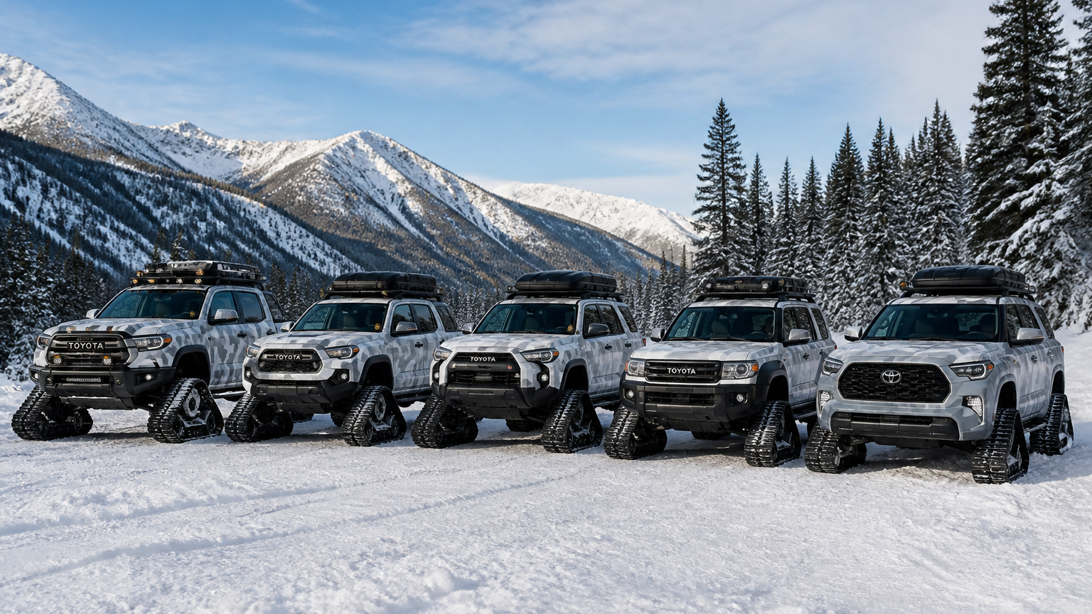 Toyota Snowhunter: SEMA 2026 کے لیے پانچ ٹریکڈ SUVs