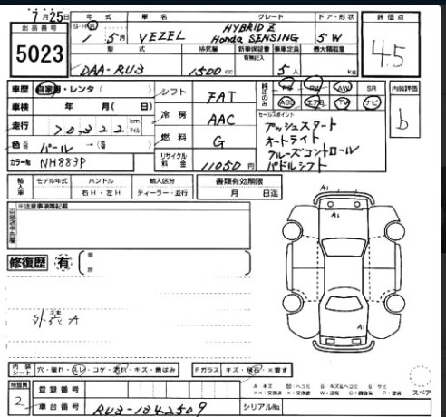 Honda Vezel Hybrid Z Honda Sensing
